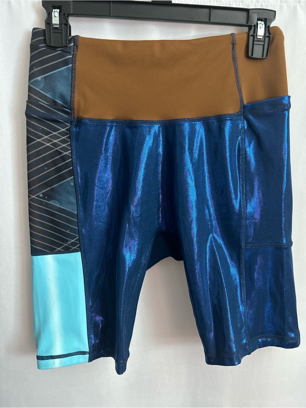 NWOT Crowned Athletics Force Fighter Bike Shorts blue brown